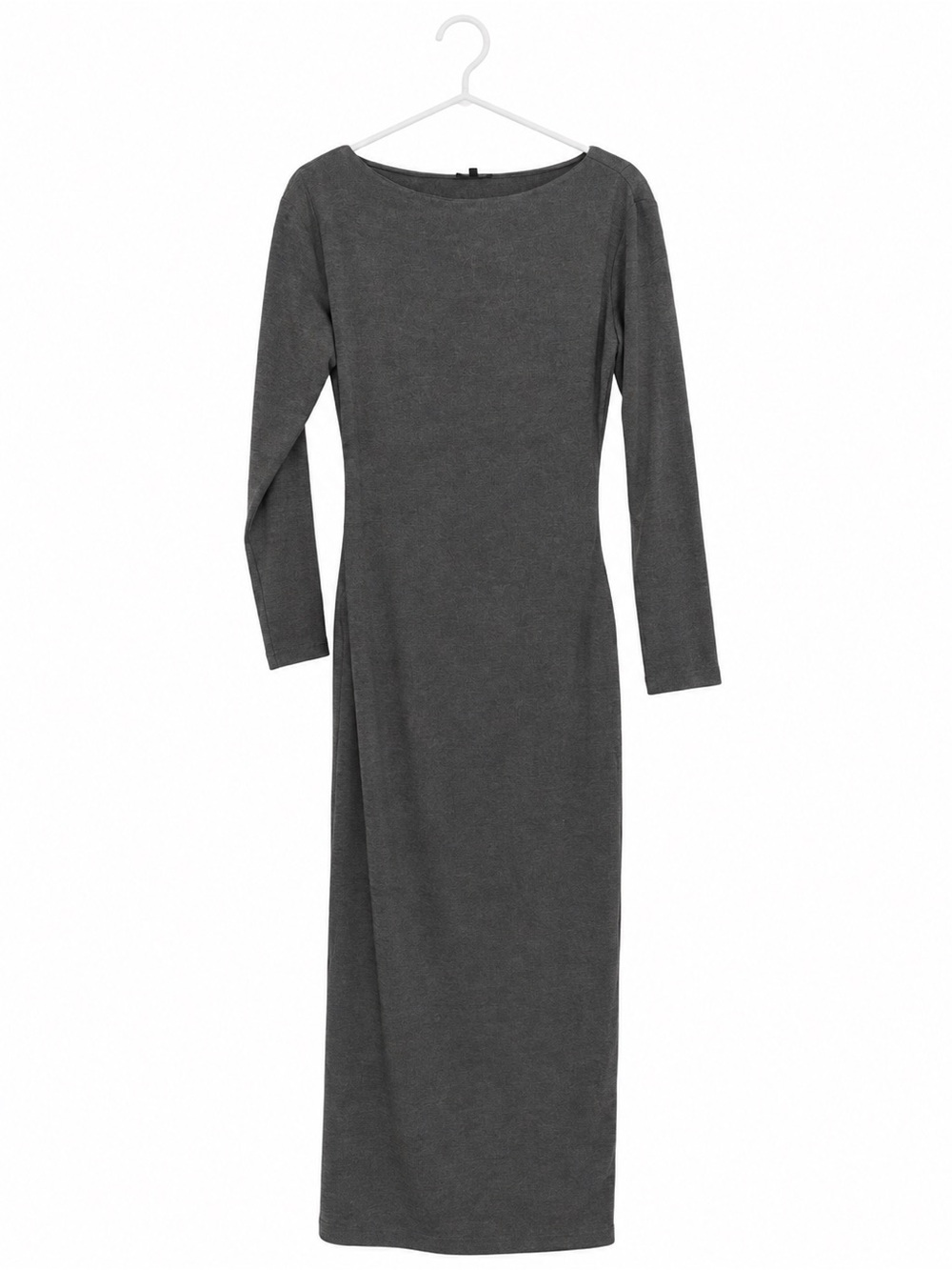Massimo Dutti Charcoal Gray Long-Sleeve Maxi Dress